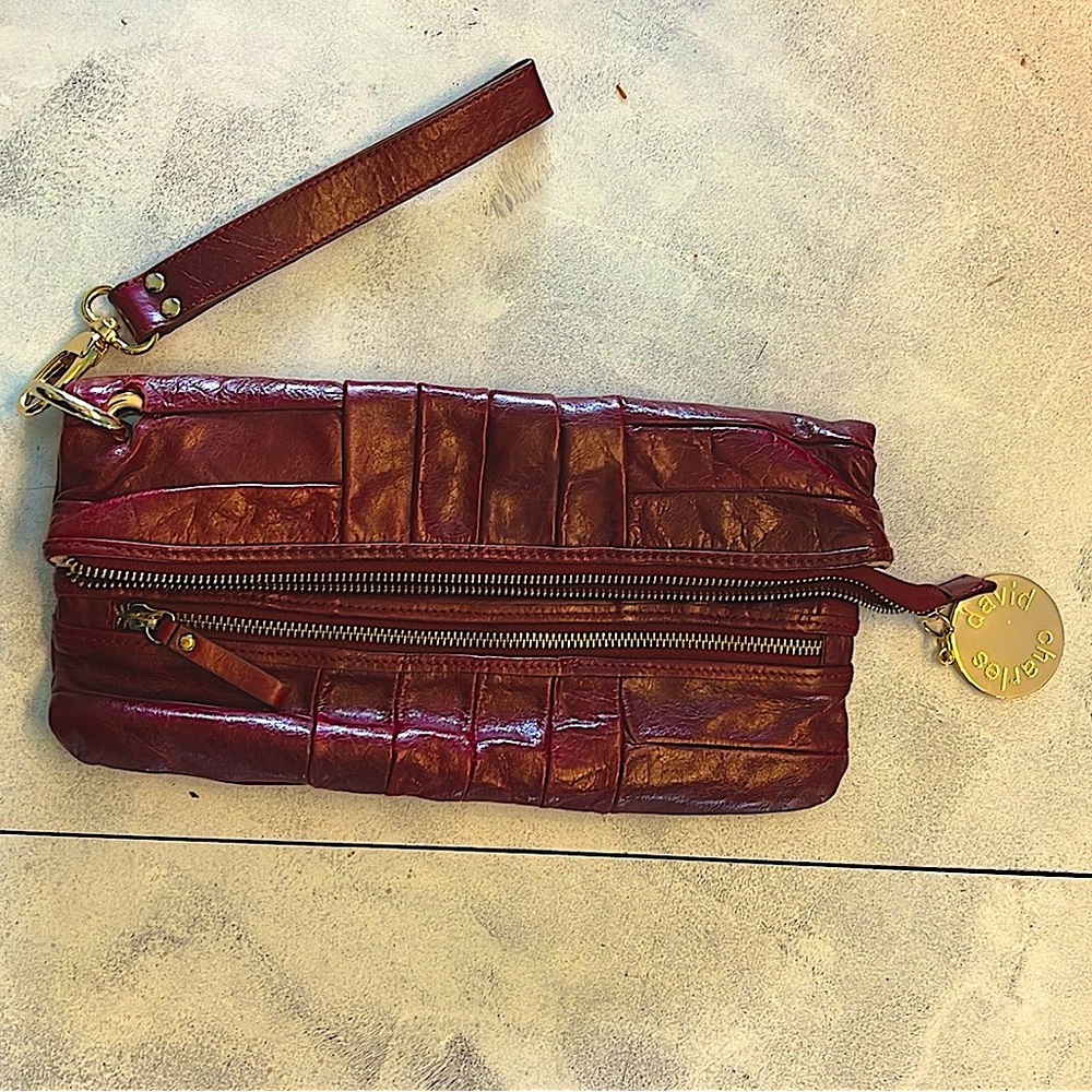 Charles David Clutch purse Maroon with zipper
